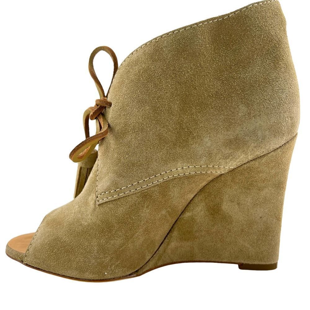 New Dsquared2 Women US 9 Boots Suede Leather Peep Toe Wedge Heel Lace-Up Shoes - Picture 7 of 16
